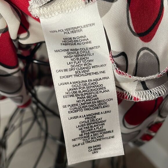 Nine West red/grey Tie neck sleeveless blouse size XS - Picture 5 of 5